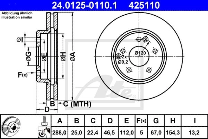 2x ATE Bremsscheibe (24.0125-0110.1) 3 2x ATE Bremsscheibe (24.0125-0110.1)
