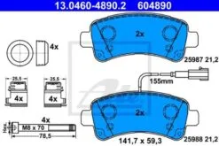 ATE Bremsbelagsatz, Scheibenbremse (13.0460-4890.2)