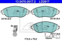 ATE Bremsbelagsatz, Scheibenbremse ATE Ceramic (13.0470-2617.2)