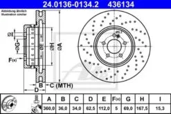 2x ATE Bremsscheibe (24.0136-0134.2)