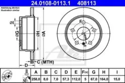 2x ATE Bremsscheibe (24.0108-0113.1) -Outlet Ate Store 11672889 4