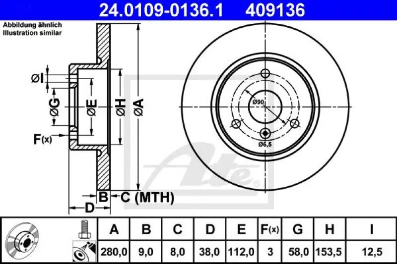 2x ATE Bremsscheibe (24.0109-0136.1) 2x ATE Bremsscheibe (24.0109-0136.1) -Outlet Ate Store 11672912