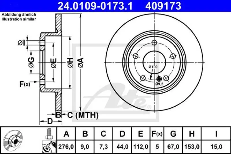 2x ATE Bremsscheibe (24.0109-0173.1) 4 2x ATE Bremsscheibe (24.0109-0173.1) – Bild 2