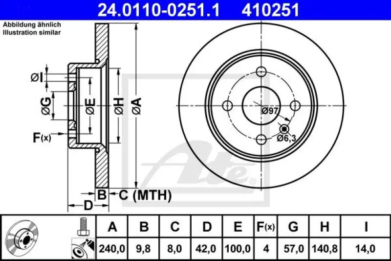 2x ATE Bremsscheibe (24.0110-0251.1) 4 2x ATE Bremsscheibe (24.0110-0251.1) – Bild 2