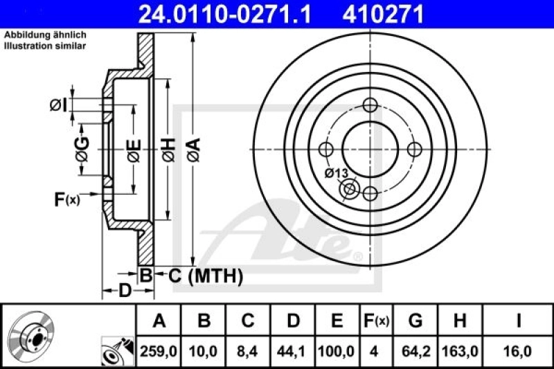 2x ATE Bremsscheibe (24.0110-0271.1) 4 2x ATE Bremsscheibe (24.0110-0271.1) – Bild 2