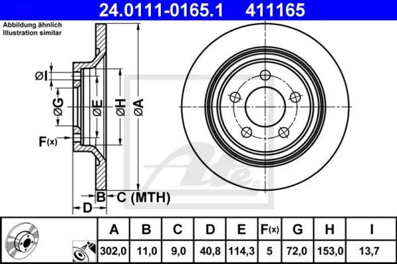 2x ATE Bremsscheibe (24.0111-0165.1) 2x ATE Bremsscheibe (24.0111-0165.1) -Outlet Ate Store 11673191