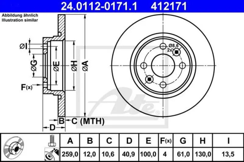 2x ATE Bremsscheibe (24.0112-0171.1) 2x ATE Bremsscheibe (24.0112-0171.1) -Outlet Ate Store 11673264 1