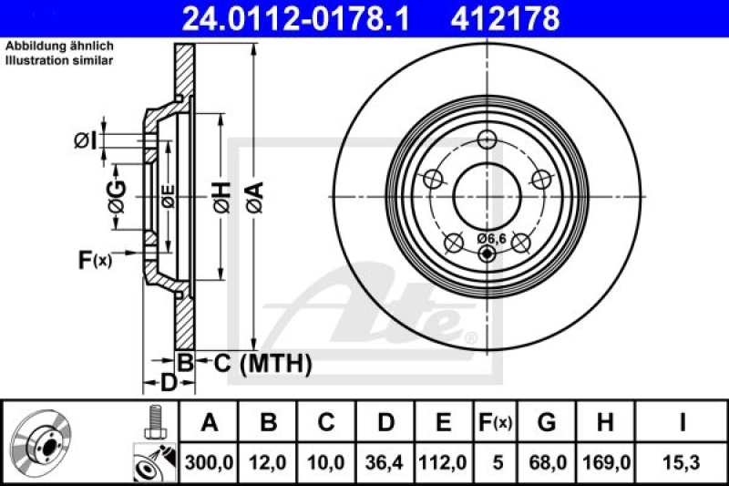 2x ATE Bremsscheibe (24.0112-0178.1) 2x ATE Bremsscheibe (24.0112-0178.1) -Outlet Ate Store 11673272 1