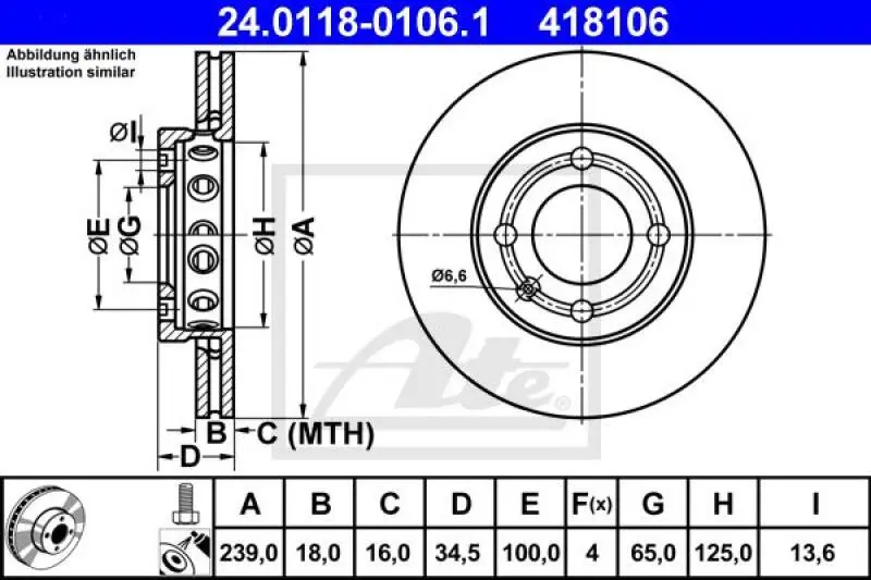2x ATE Bremsscheibe (24.0118-0106.1) 4 2x ATE Bremsscheibe (24.0118-0106.1) – Bild 2