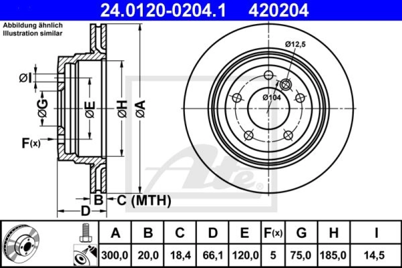 2x ATE Bremsscheibe (24.0120-0204.1) 8 2x ATE Bremsscheibe (24.0120-0204.1) – Bild 6