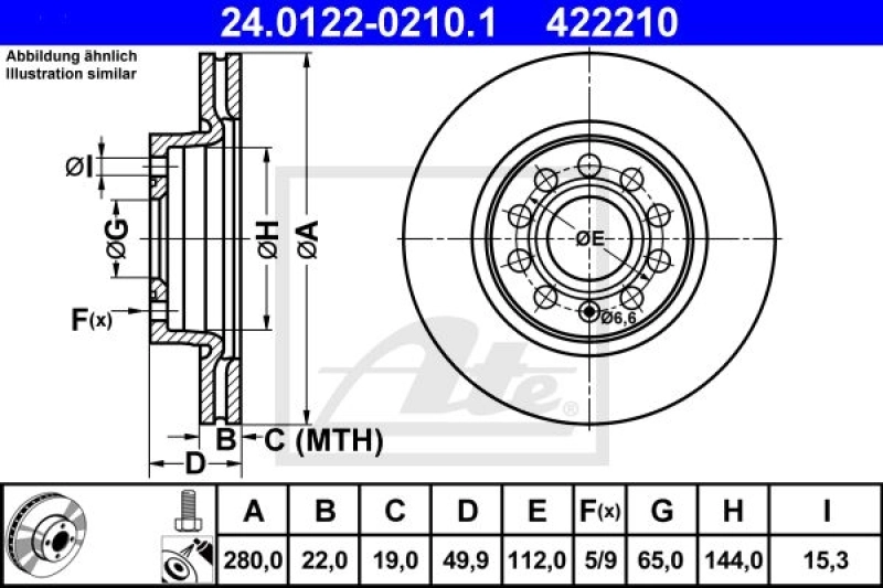 2x ATE Bremsscheibe (24.0122-0210.1) 2x ATE Bremsscheibe (24.0122-0210.1) -Outlet Ate Store 11673711 2