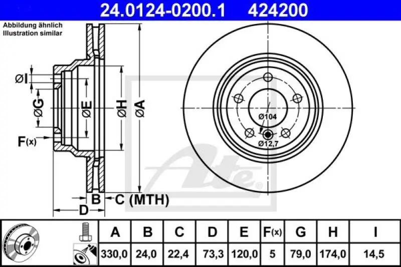 2x ATE Bremsscheibe (24.0124-0200.1) 2x ATE Bremsscheibe (24.0124-0200.1) -Outlet Ate Store 11673881