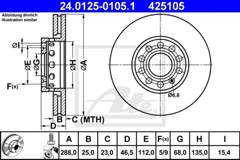 2x ATE Bremsscheibe (24.0125-0105.1) 4 2x ATE Bremsscheibe (24.0125-0105.1) – Bild 2