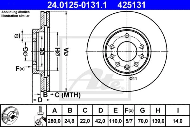 2x ATE Bremsscheibe (24.0125-0131.1) 8 2x ATE Bremsscheibe (24.0125-0131.1) – Bild 6
