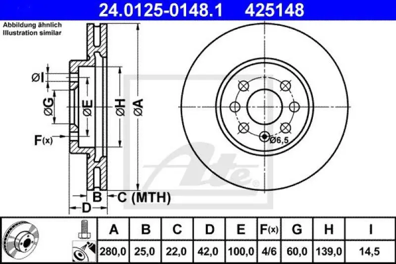 2x ATE Bremsscheibe (24.0125-0148.1) 2x ATE Bremsscheibe (24.0125-0148.1) -Outlet Ate Store 11673966