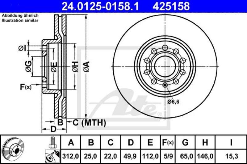 2x ATE Bremsscheibe (24.0125-0158.1) 2x ATE Bremsscheibe (24.0125-0158.1) -Outlet Ate Store 11673973 4