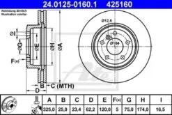2x ATE Bremsscheibe (24.0125-0160.1) 7 2x ATE Bremsscheibe (24.0125-0160.1) -Outlet Ate Store 11673975 2