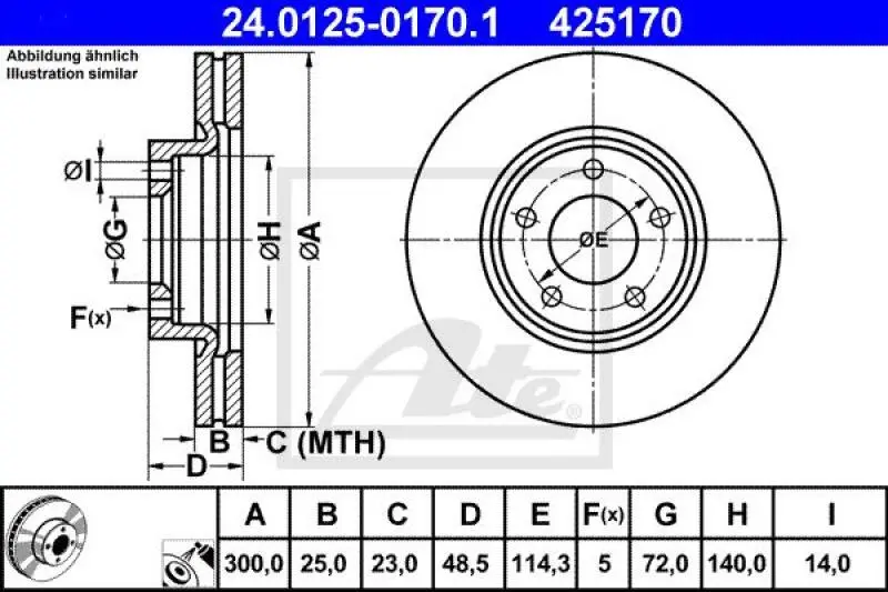 2x ATE Bremsscheibe (24.0125-0170.1) 2x ATE Bremsscheibe (24.0125-0170.1) -Outlet Ate Store 11673982