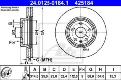 2x ATE Bremsscheibe (24.0125-0184.1) 7 2x ATE Bremsscheibe (24.0125-0184.1) -Outlet Ate Store 11673994 2