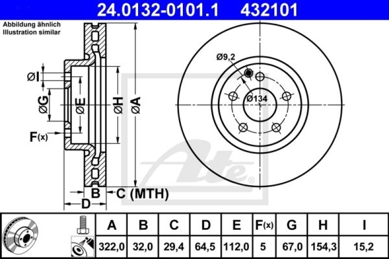 2x ATE Bremsscheibe (24.0132-0101.1) 2x ATE Bremsscheibe (24.0132-0101.1) -Outlet Ate Store 11674297