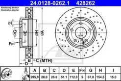 2x ATE Bremsscheibe (24.0128-0262.1)