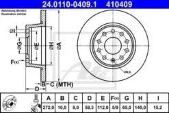 2x ATE Bremsscheibe (24.0110-0409.1)
