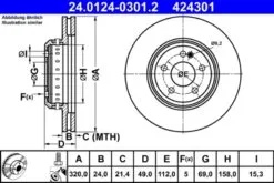 2x ATE Bremsscheibe (24.0124-0301.2)