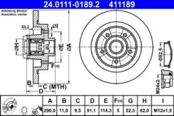 2x ATE Bremsscheibe (24.0111-0189.2)