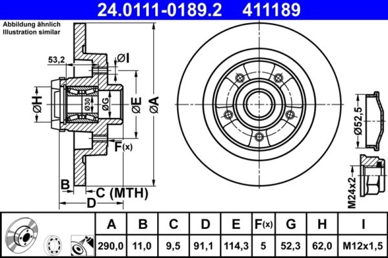 2x ATE Bremsscheibe (24.0111-0189.2) 3 2x ATE Bremsscheibe (24.0111-0189.2)