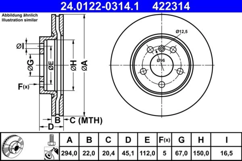 2x ATE Bremsscheibe (24.0122-0314.1) 2x ATE Bremsscheibe (24.0122-0314.1) -Outlet Ate Store 148479547 1