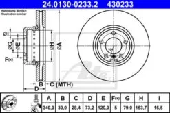 2x ATE Bremsscheibe (24.0130-0233.2)