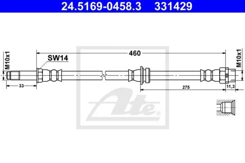 2 x ATE BREMSSCHLAUCH (5000155ATE) 2 X ATE BREMSSCHLAUCH (5000155ATE) -Outlet Ate Store 26038429 2