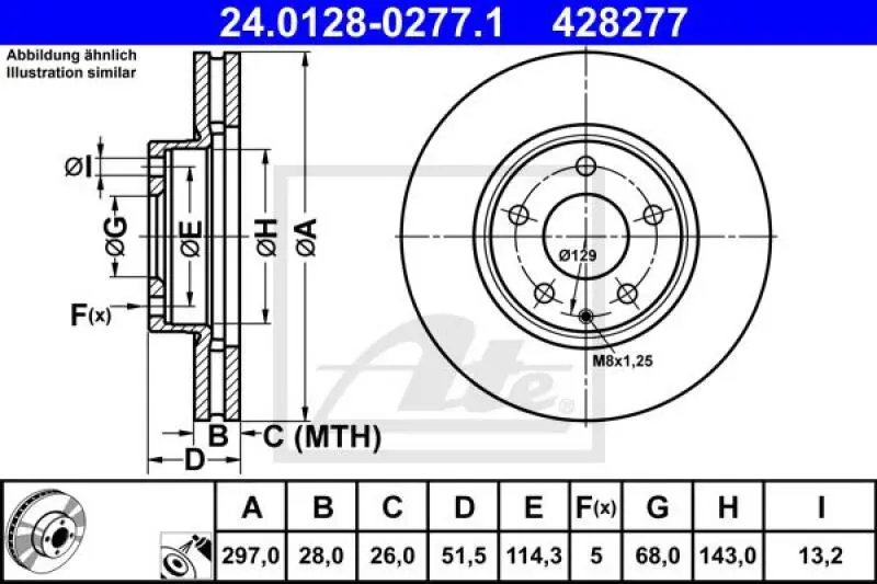 2x ATE Bremsscheibe (24.0128-0277.1) 2x ATE Bremsscheibe (24.0128-0277.1) -Outlet Ate Store 34620707