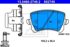 ATE 4x Bremsbeläge Bremsbelagsatz (13.0460-2749.2) -Outlet Ate Store 45077
