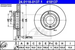 2x ATE Bremsscheibe (24.0118-0137.1)