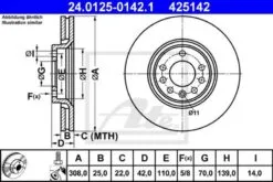 2x ATE Bremsscheibe (24.0125-0142.1)