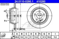 2x ATE Bremsscheibe (24.0110-0280.1)