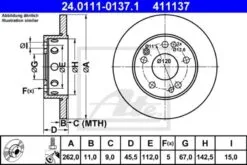 2x ATE Bremsscheibe (24.0111-0137.1) -Outlet Ate Store 75277 2