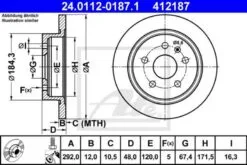 2x ATE Bremsscheibe (24.0112-0187.1)