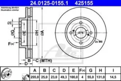 2x ATE Bremsscheibe (24.0125-0155.1)