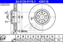2x ATE Bremsscheibe (24.0130-0116.1)