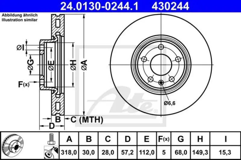 2x ATE Bremsscheibe (24.0130-0244.1) 2x ATE Bremsscheibe (24.0130-0244.1) -Outlet Ate Store 94978303